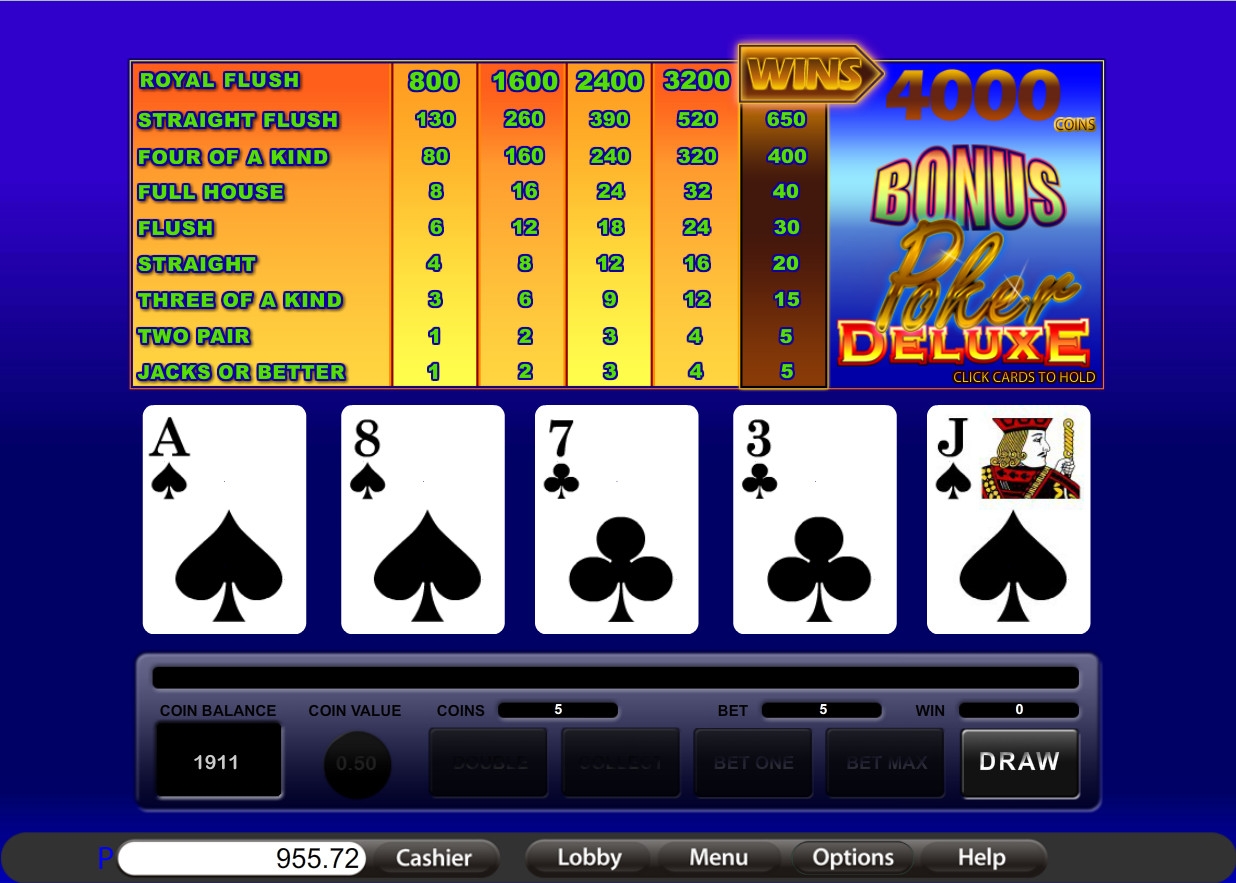 Bonus Poker Deluxe (Бонус покер делюкс) из раздела Видео покер